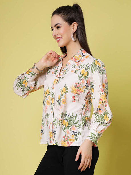 Floral Printed Spread Collar Regular Fit Casual Shirt