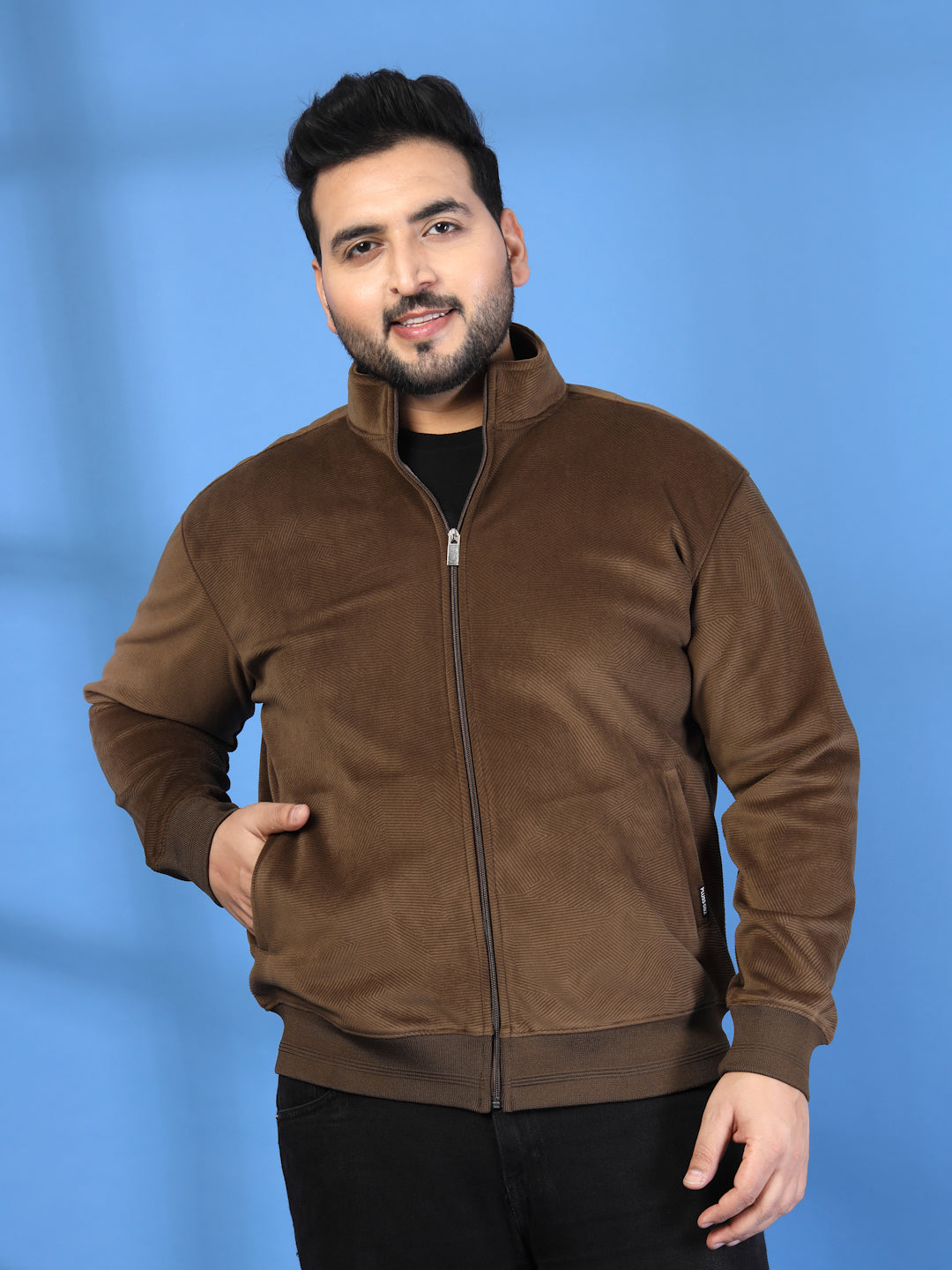 Plus Size Mock Collar Jacket