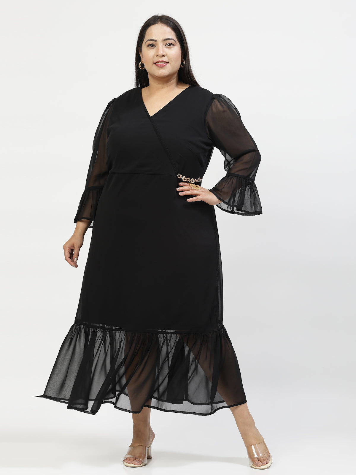 Plus Size Bell Sleeve Midi Dress1