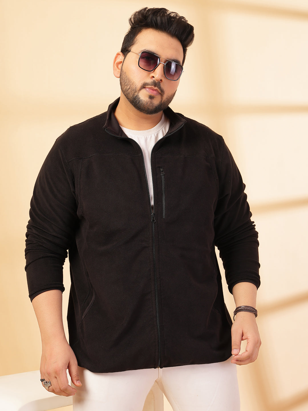 Plus Size Men Open Front Jacket