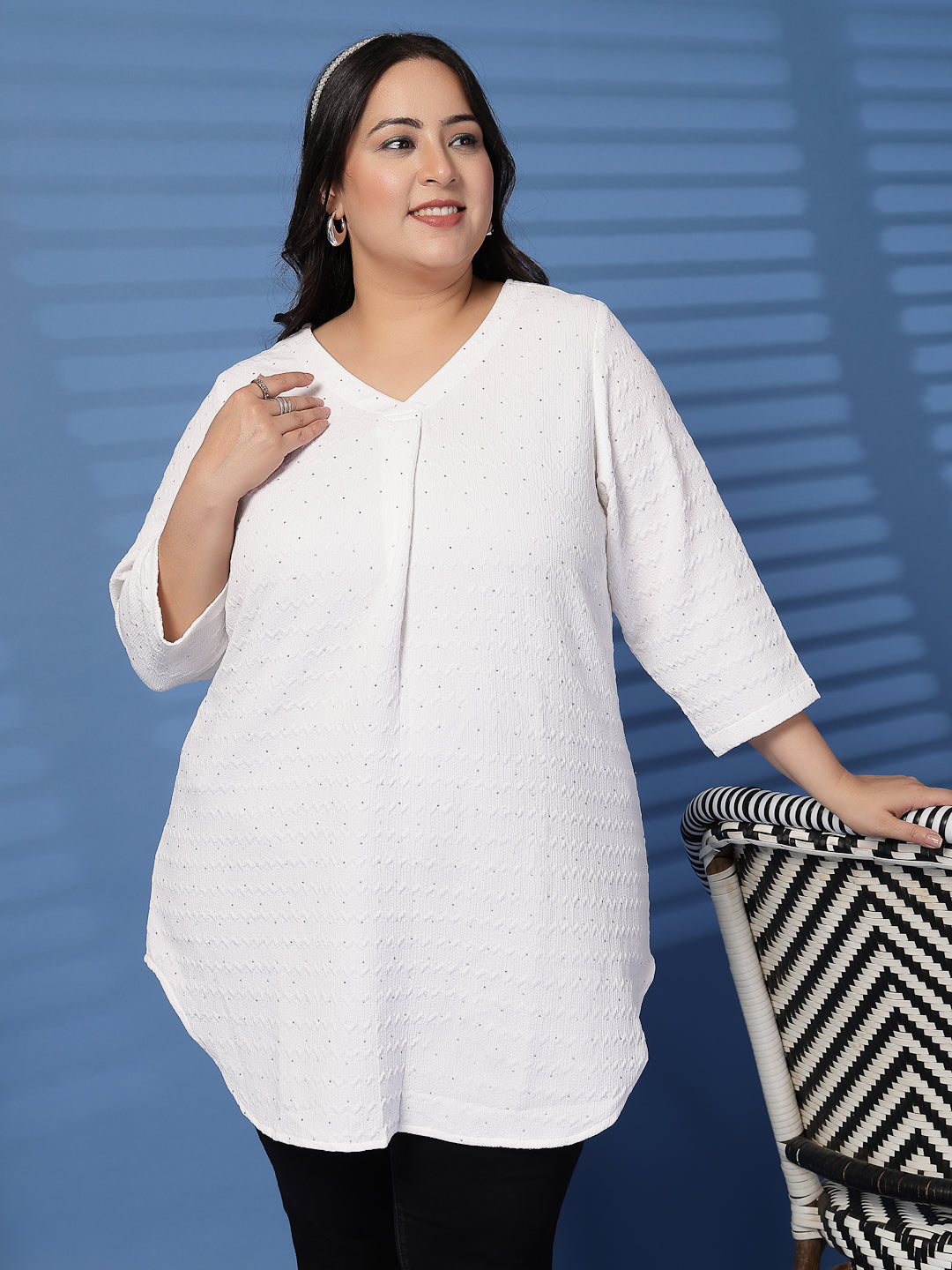 Plus Size V-Neck Solid Top