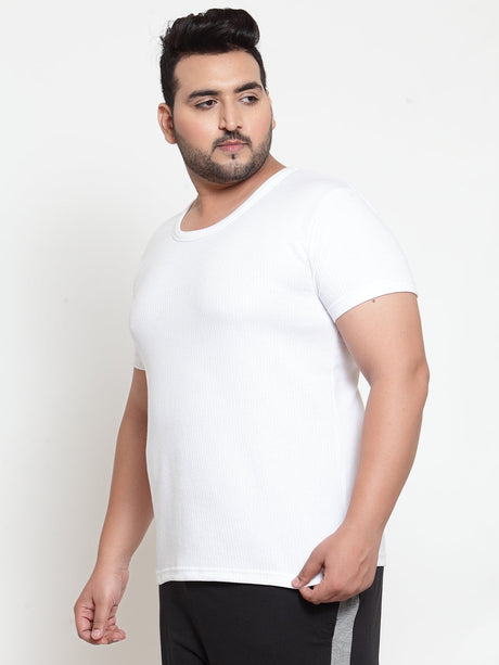 plusS Men Plus Size White Solid Undershirt Innerwear Vest