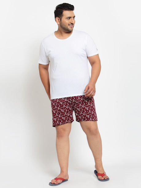 plusS Maroon Printed Pure Cotton Boxers
