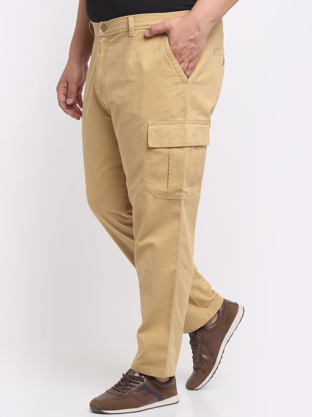 Plus Size Men Khaki Cargo Trousers1