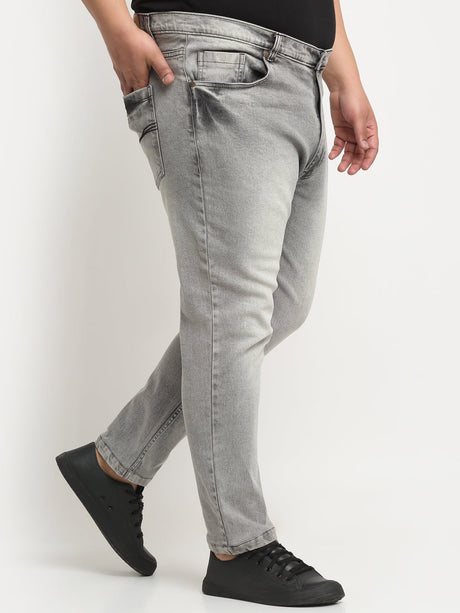 plusS Men Plus Size Comfort Regular-Fit Heavy Fade Stretchable Cotton Jeans