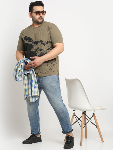 Men Plus Size Comfort Regular-Fit Heavy Fade Stretchable Cotton Jeans