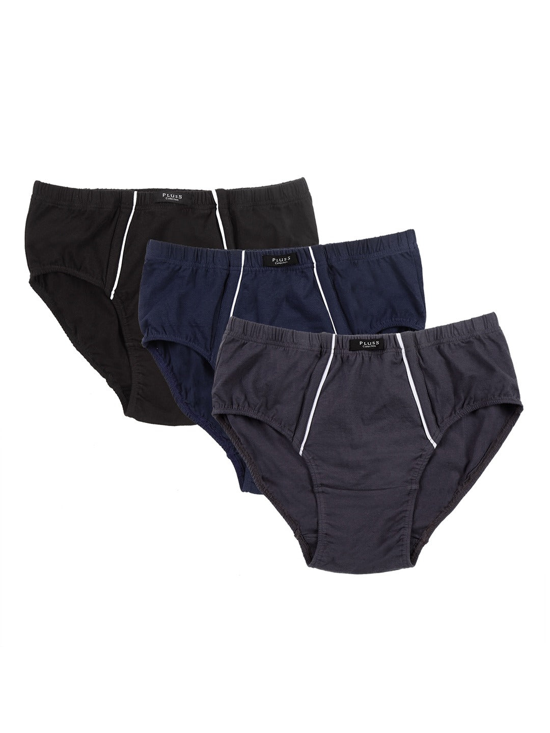 Plus Size Men Pack Of Solid Pure Cotton Briefs - Main Image