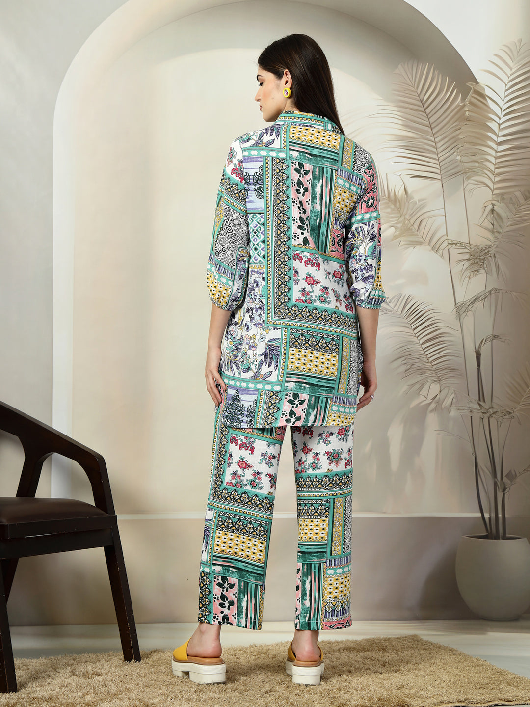 Printed Pure Cotton Top With Trousers Co-Ords