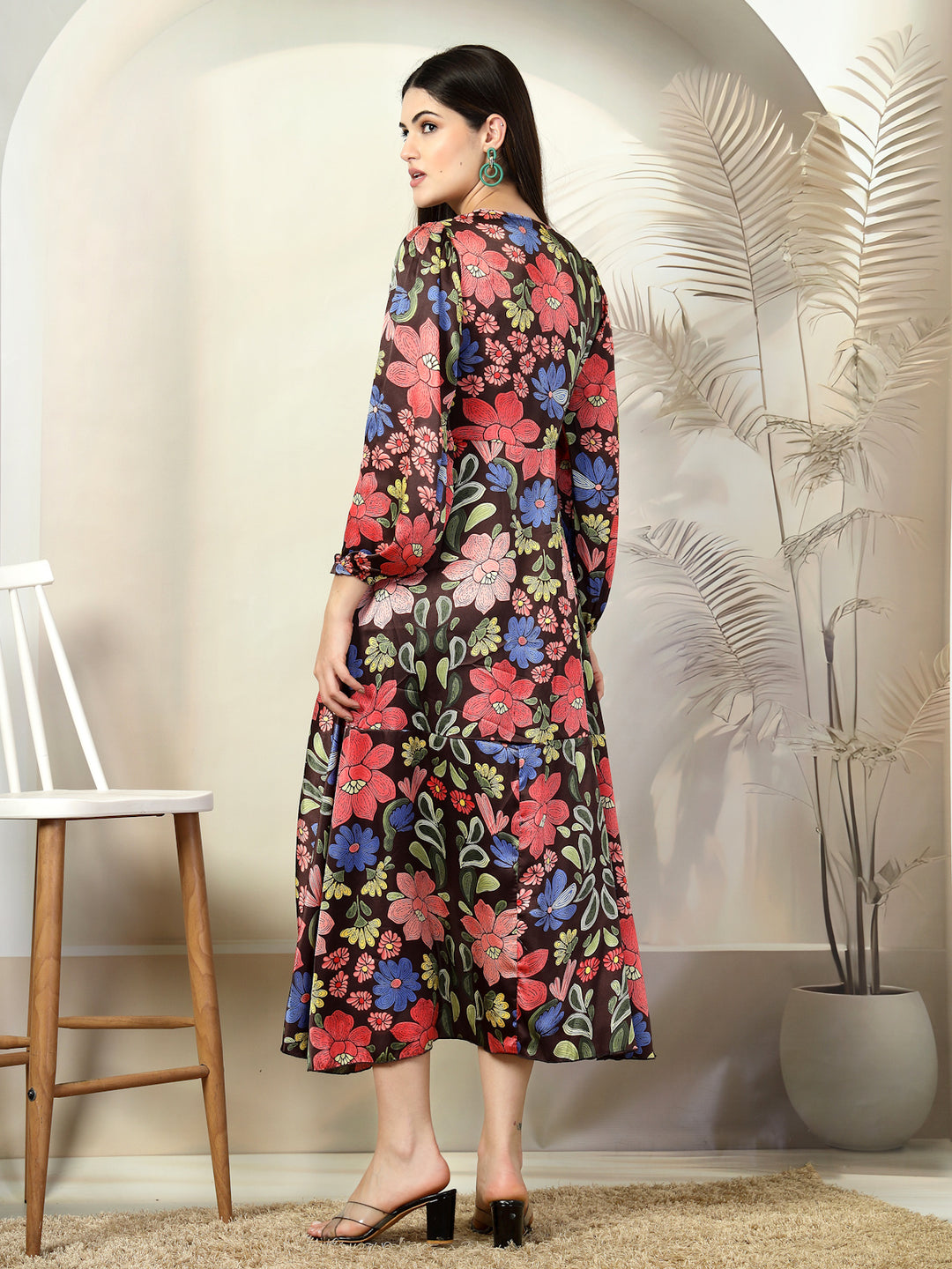 Floral Printed Wrap Midi Dress