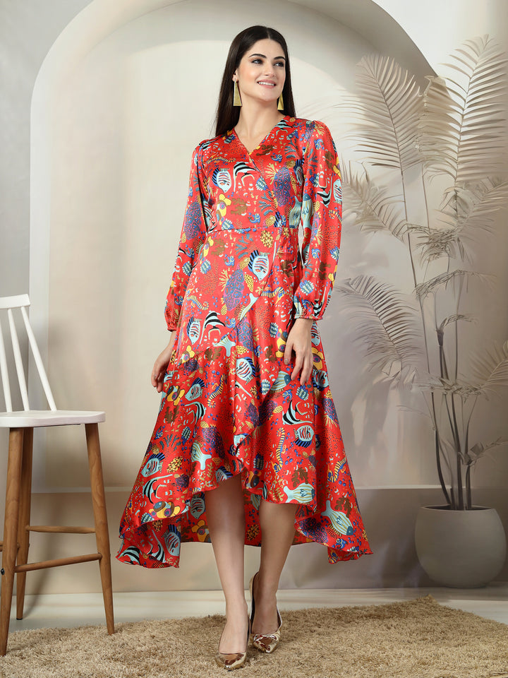 Floral Print Puff Sleeve Maxi Dress