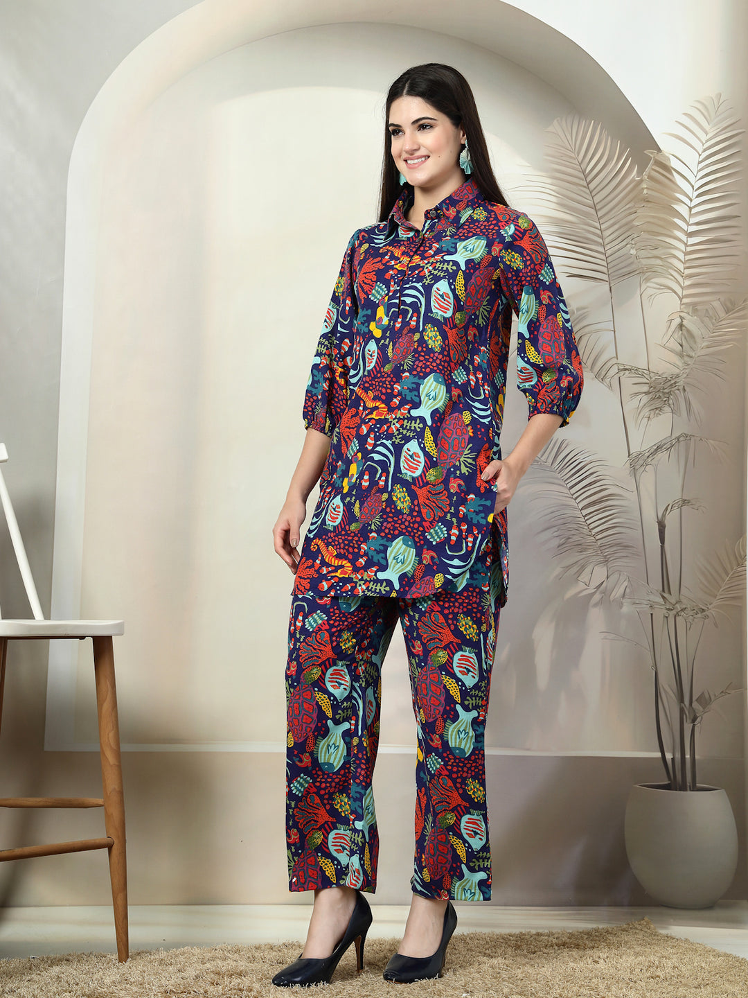 Printed Pure Cotton Tunic & Trouser Co-Ords