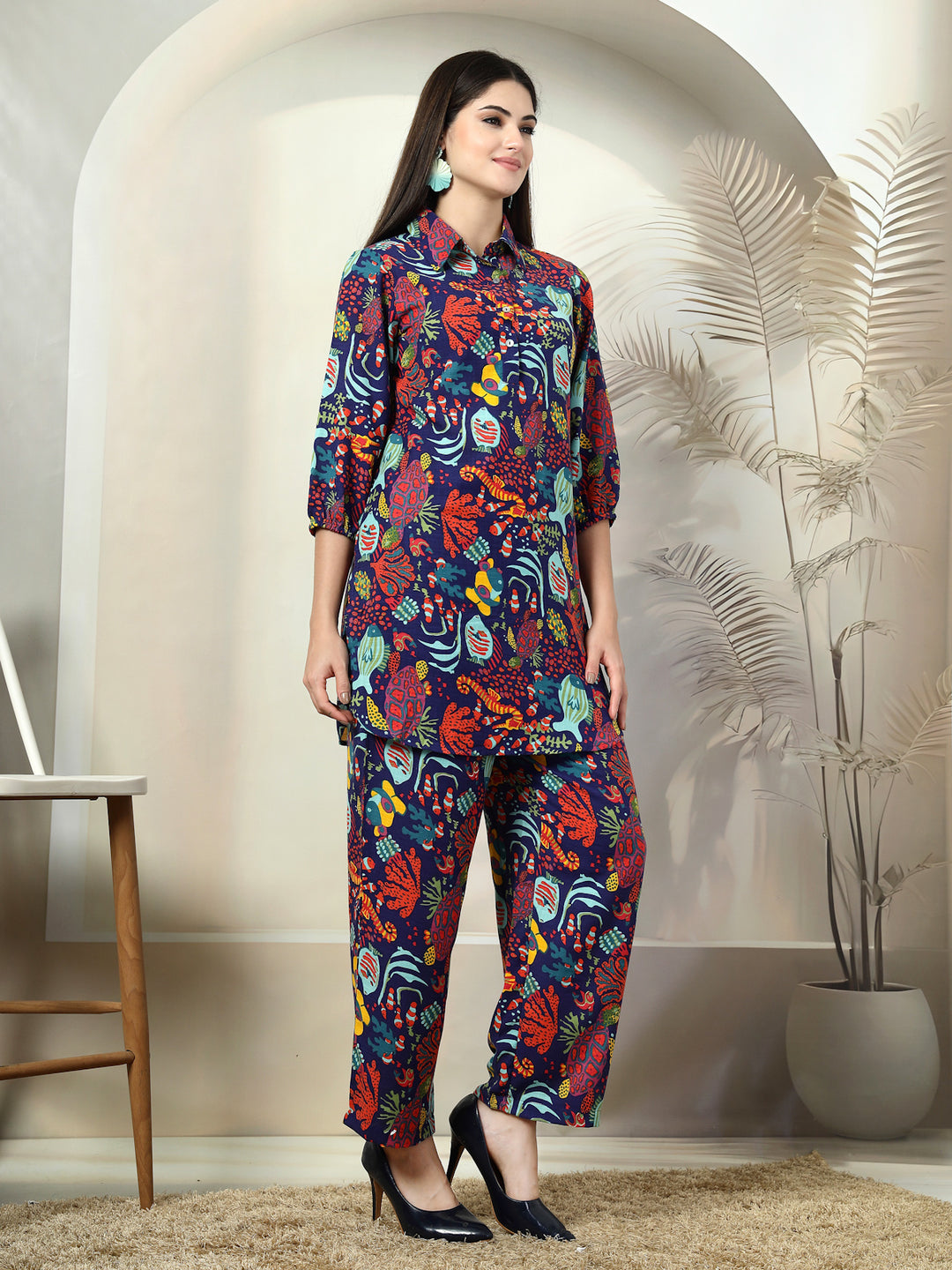 Printed Pure Cotton Tunic & Trouser Co-Ords