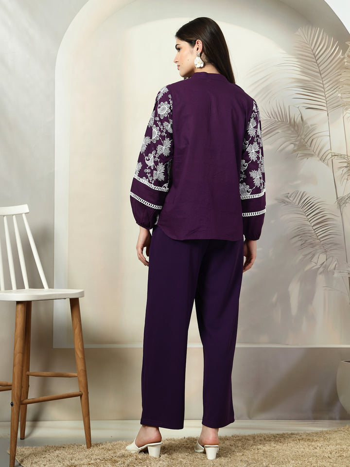 Embroidered Top With Trousers Co-Ords