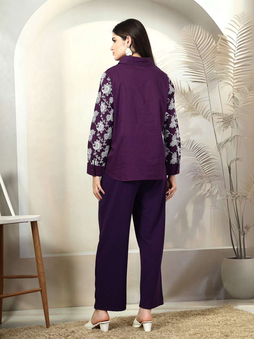 Embroidered Pure Cotton Shirt & Trouser Co-Ords