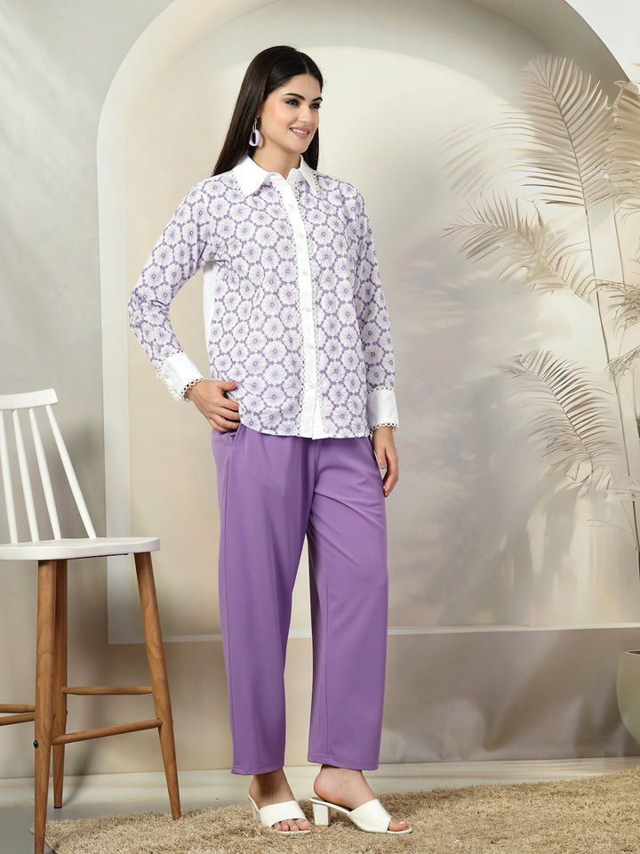 Embroidered Pure Cotton Shirt With Trousers Co-Ords