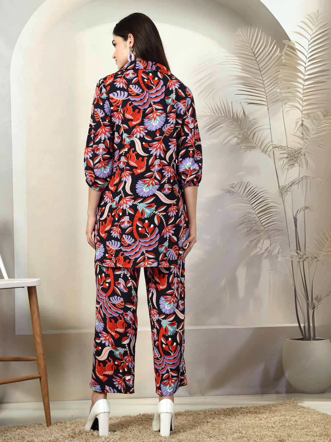 Printed Pure Cotton Shirt With Trousers Co-Ords