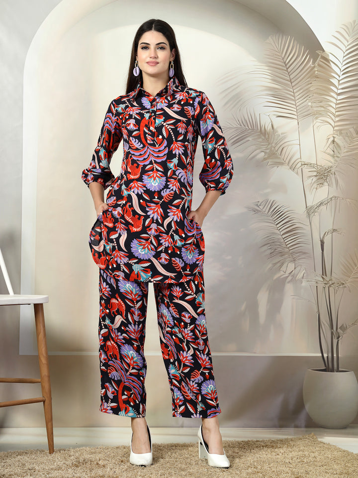 Printed Pure Cotton Shirt With Trousers Co-Ords