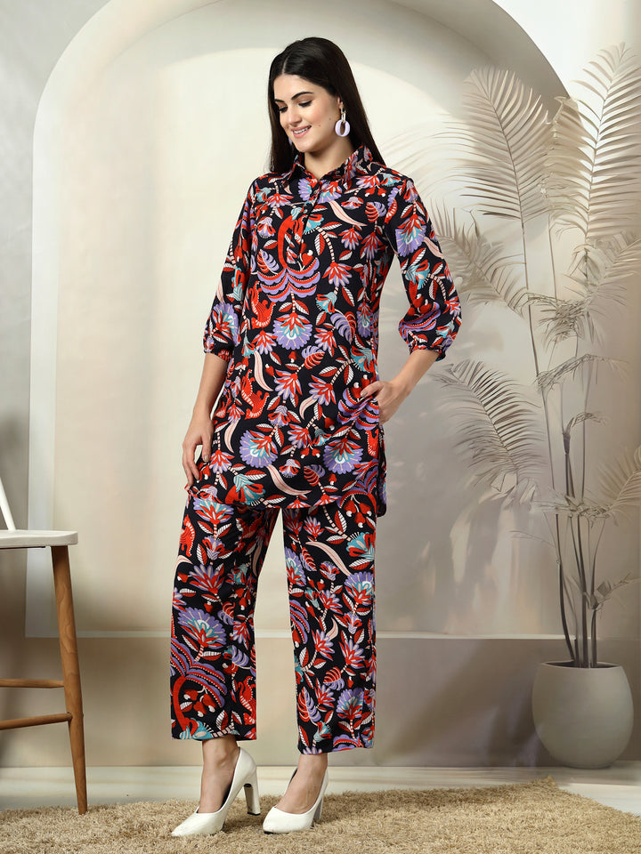 Printed Pure Cotton Shirt With Trousers Co-Ords