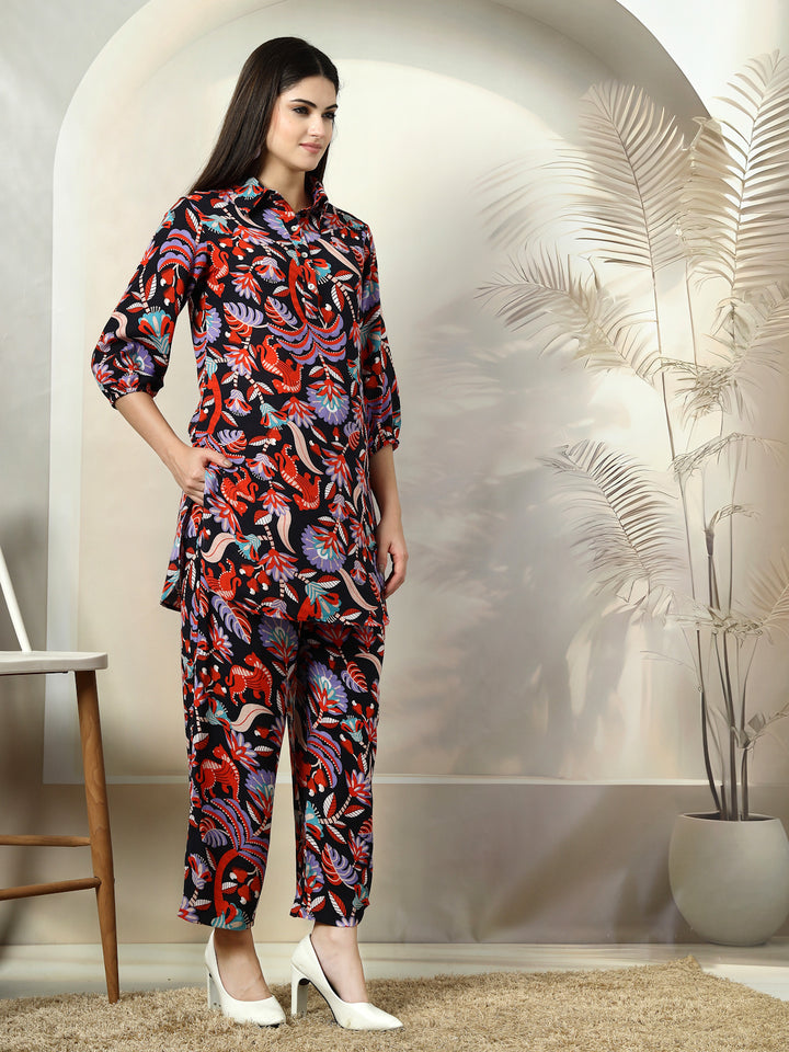 Printed Pure Cotton Shirt With Trousers Co-Ords