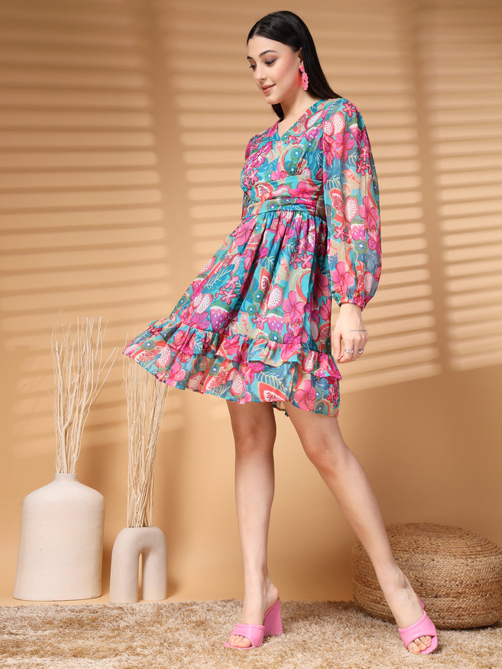 Floral Print A-Line Dress