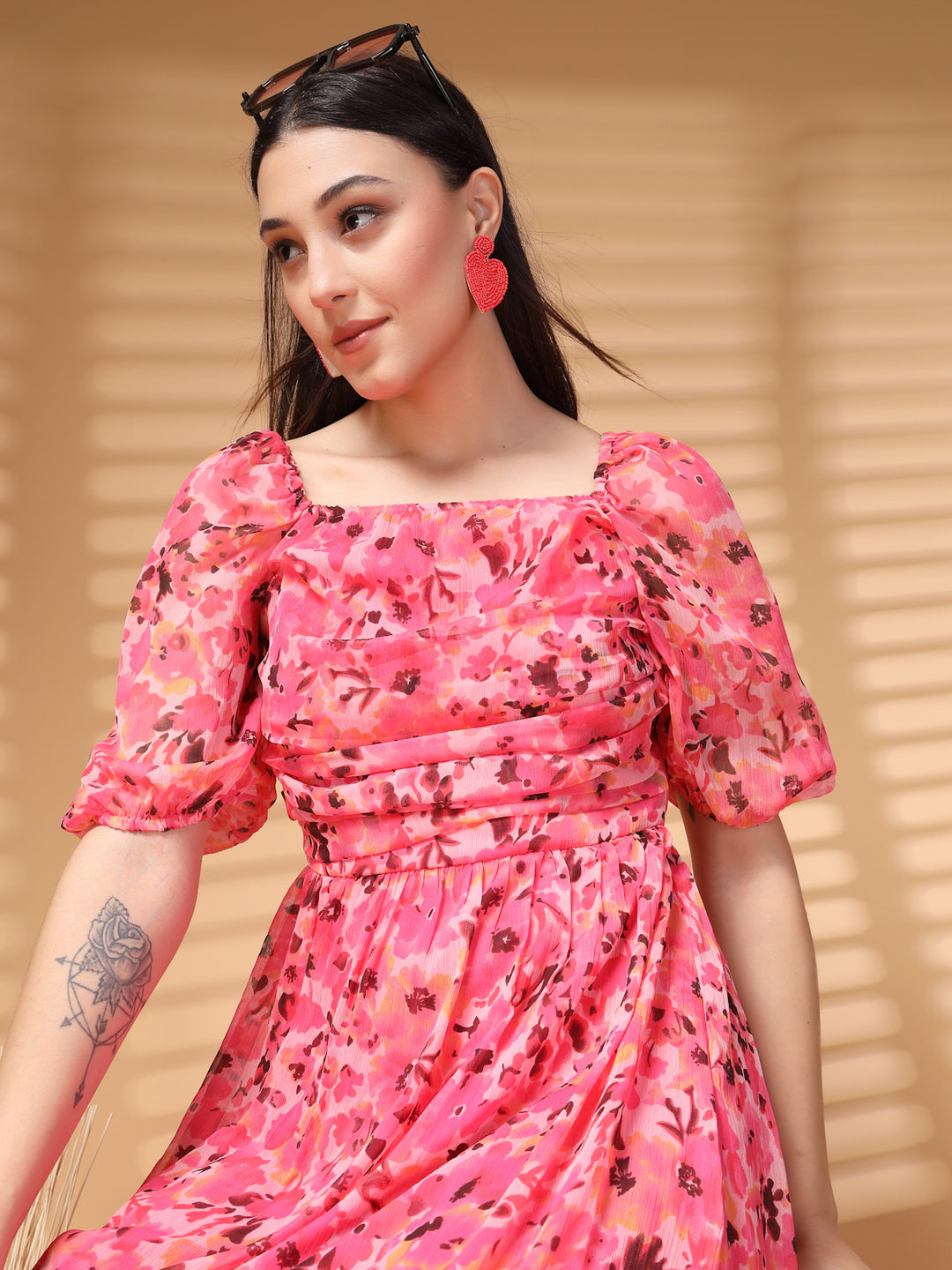 Floral Printed A-Line Midi Dress