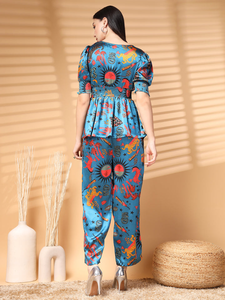 Women Printed Top With Trouser Co-Ords