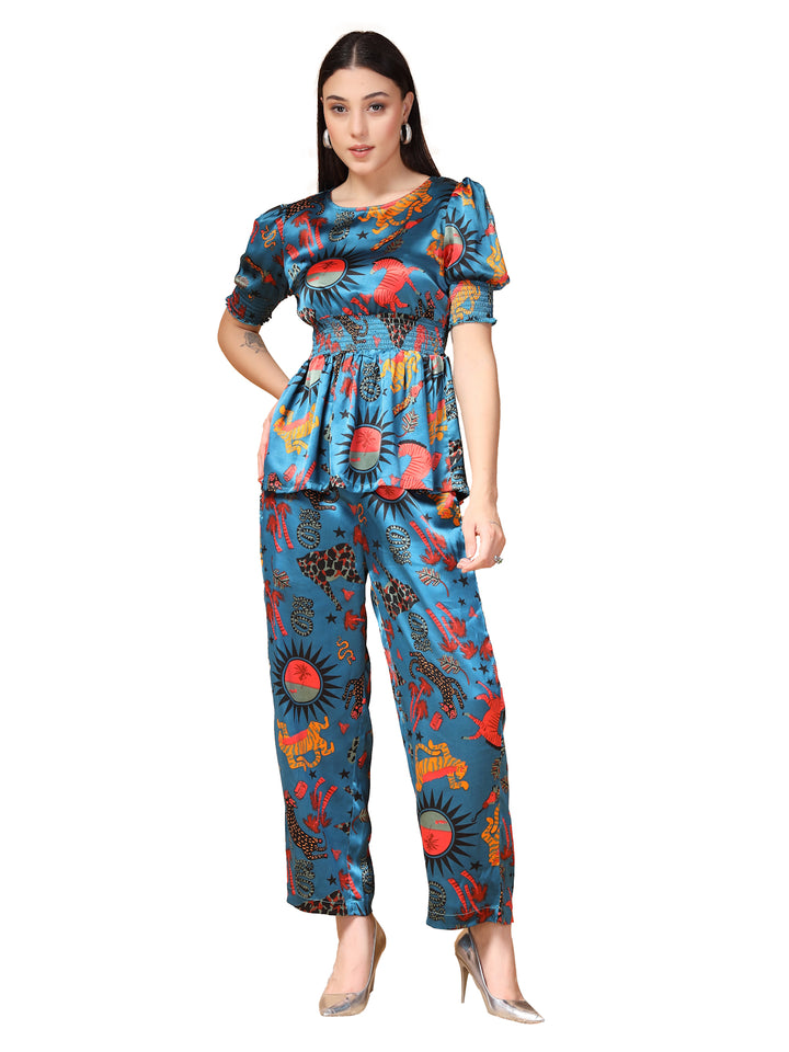 Women Printed Top With Trouser Co-Ords