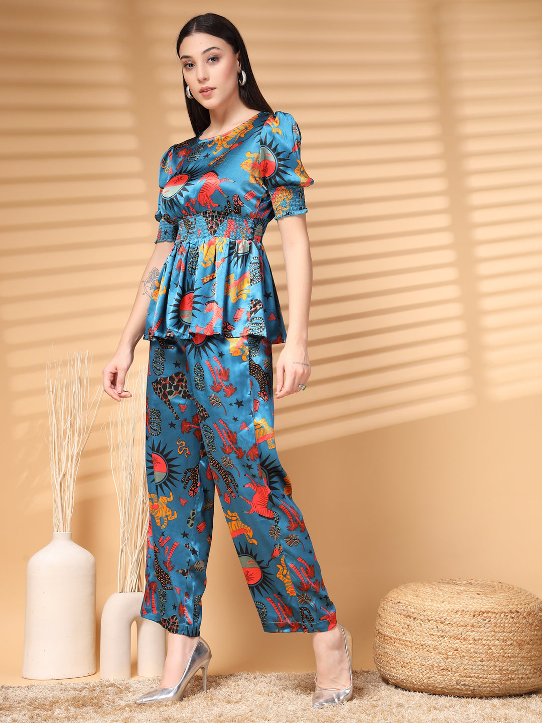 Women Printed Top With Trouser Co-Ords