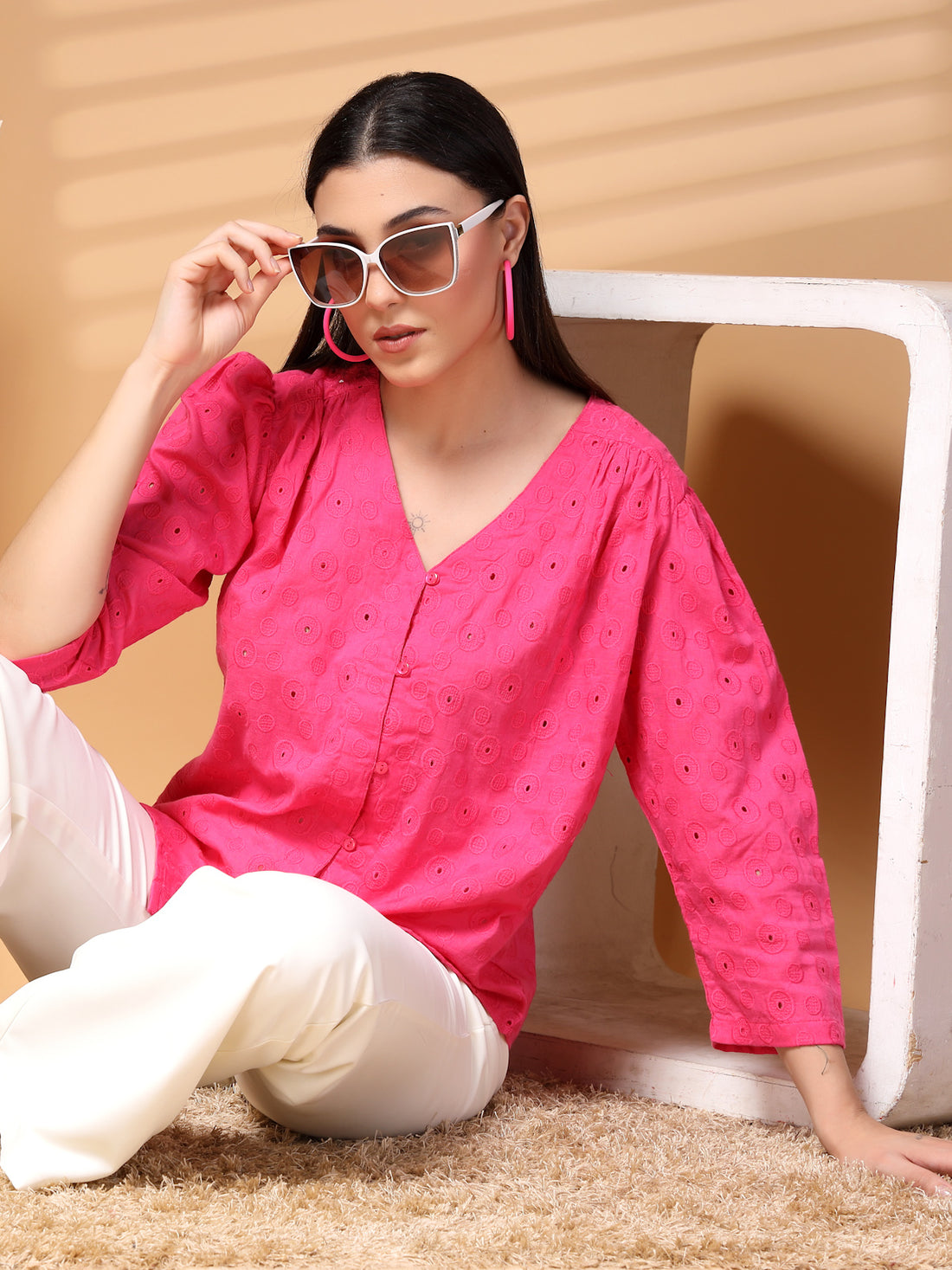 Pink regular top Solid