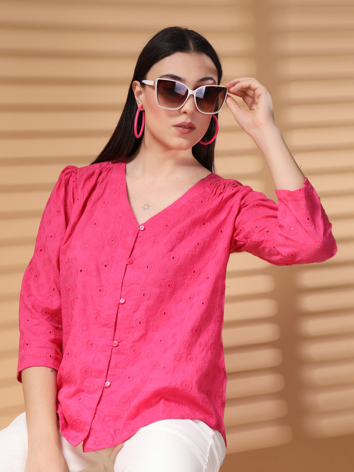 Pink regular top Solid