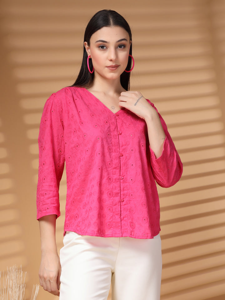 Pink regular top Solid