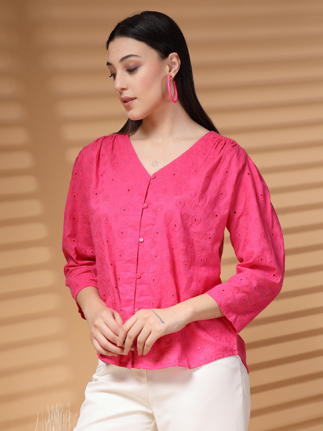 Pink regular top Solid