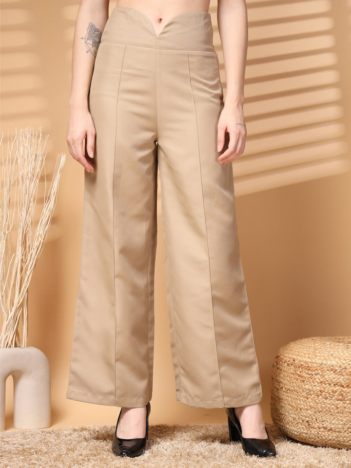 Women Solid Loose Fit High-Rise Trousers