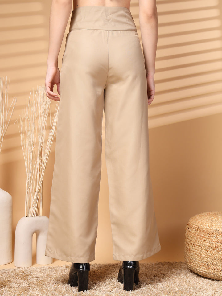 Women Solid Loose Fit High-Rise Trousers