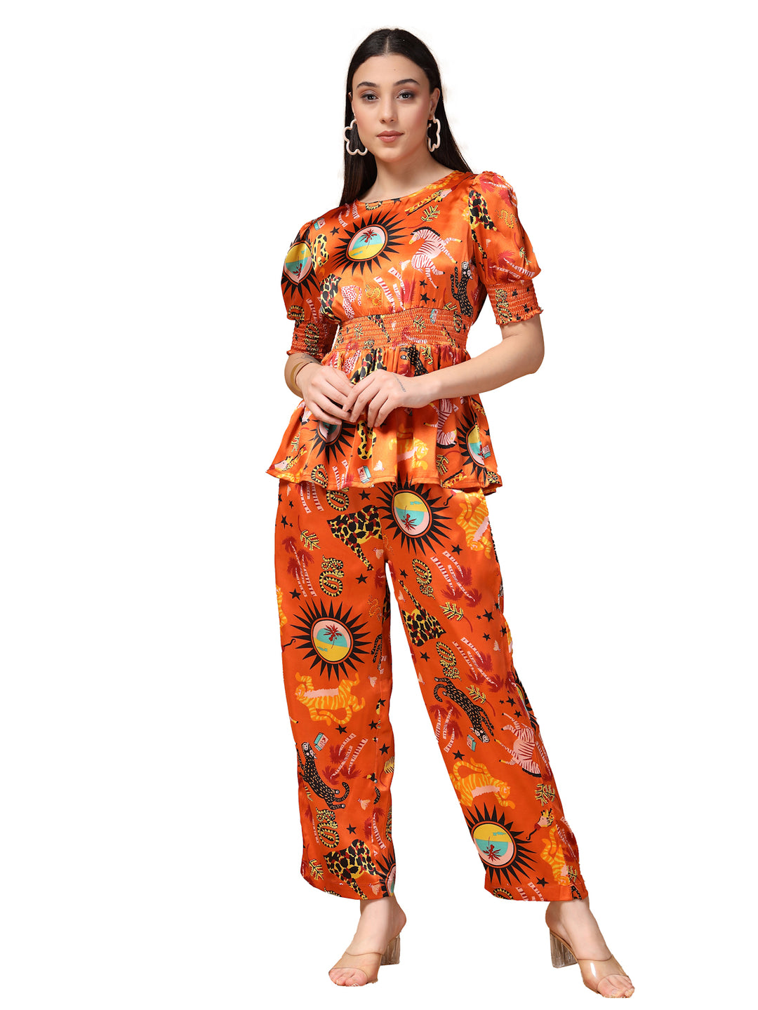 Women Printed Top With Trouser Co-Ords