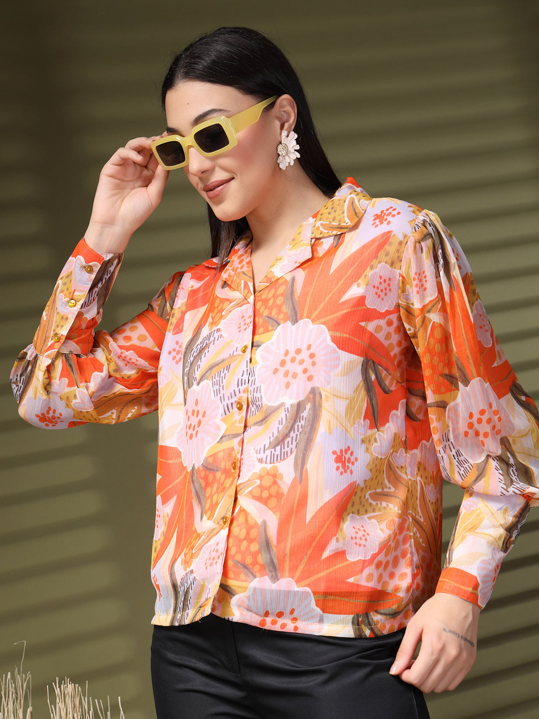 Women Standard Floral Opaque Printed Casual Shirt