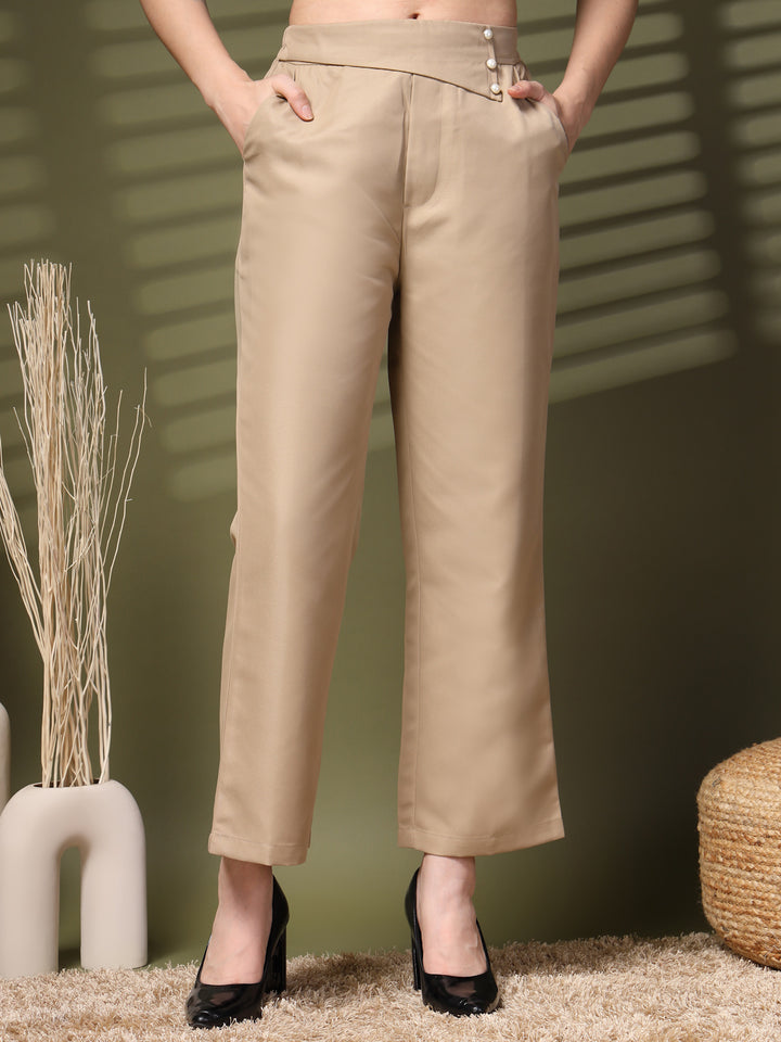 Women Mid-Rise Loose Fit Bootcut Trousers