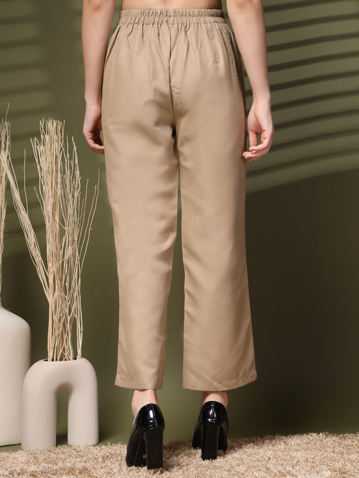 Women Mid-Rise Loose Fit Bootcut Trousers