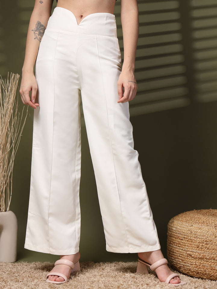 Women Loose Fit High-Rise Parallel Trousers