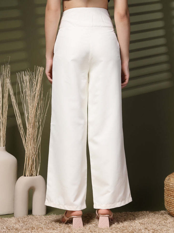 Women Loose Fit High-Rise Parallel Trousers