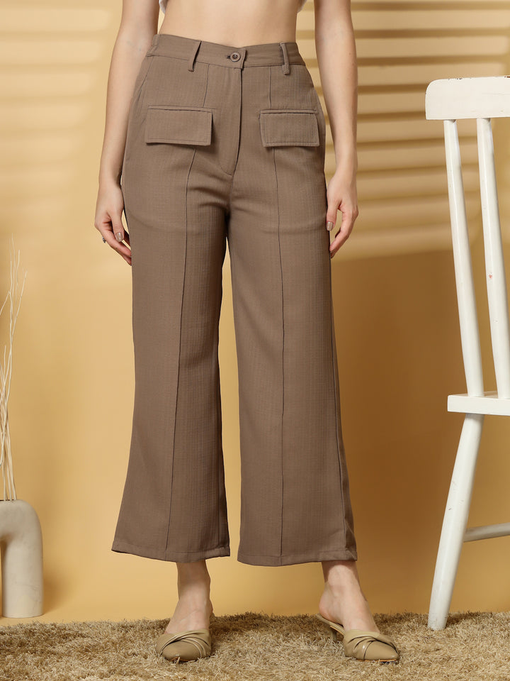 Women Solid Cotton Formal Trousers