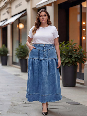 Plus Size Women Denim Skirt