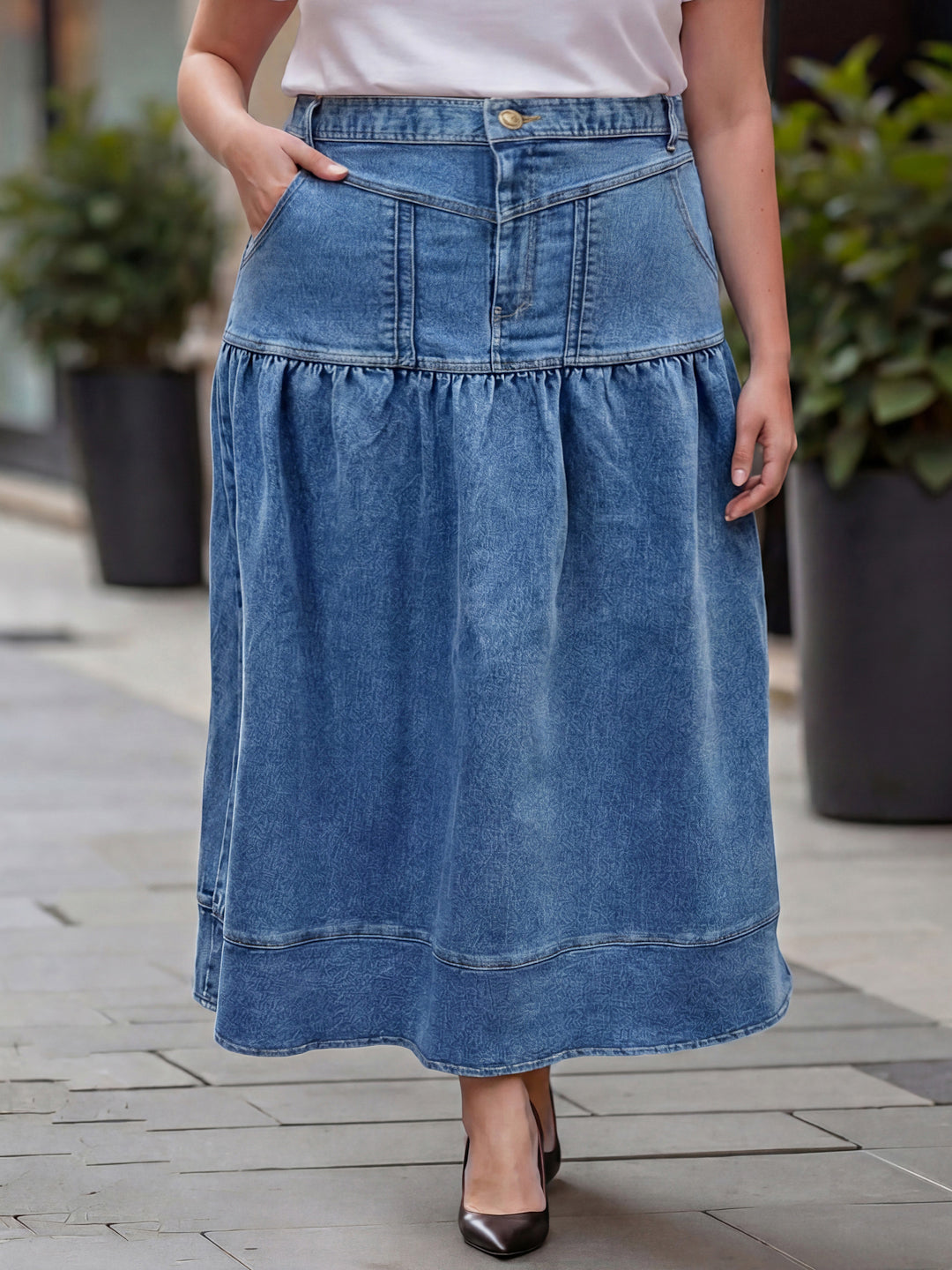 Plus Size Women Denim Skirt