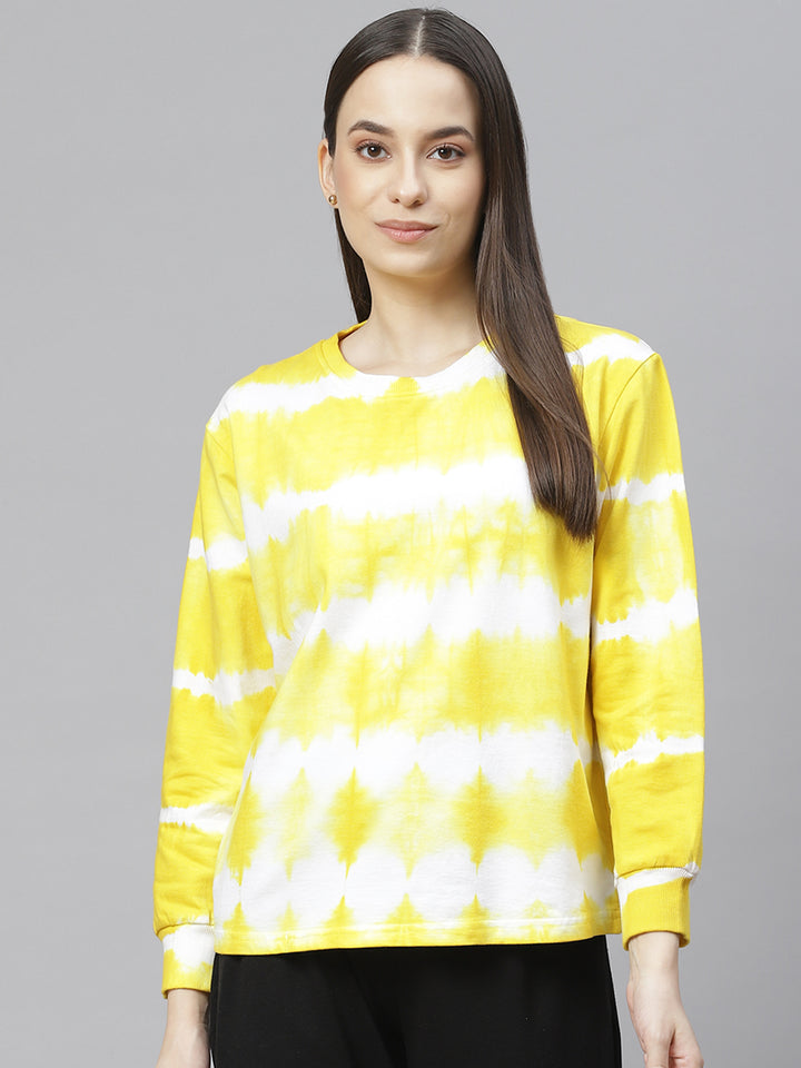 Women Yellow Printed Sweatshirt