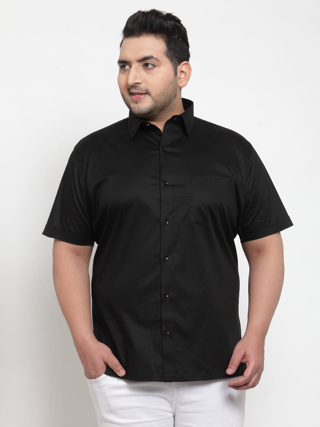 Men Black Regular Fit Solid Casual Shirt