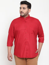 Men Red Regular Fit Solid Casual Shirt