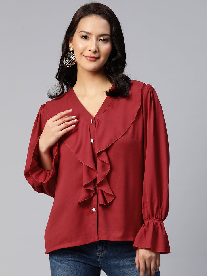 plusS Bell Sleeves Ruffled Top