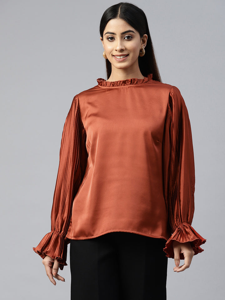 plusS Rust Georgette Top