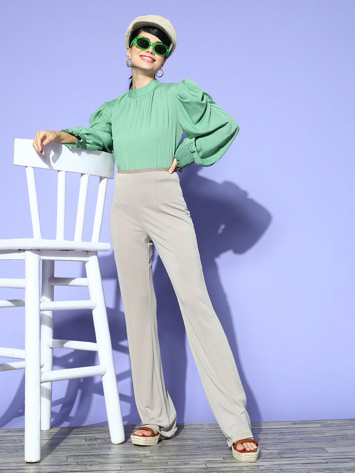 plusS Sea Green Bishop Sleeves Top