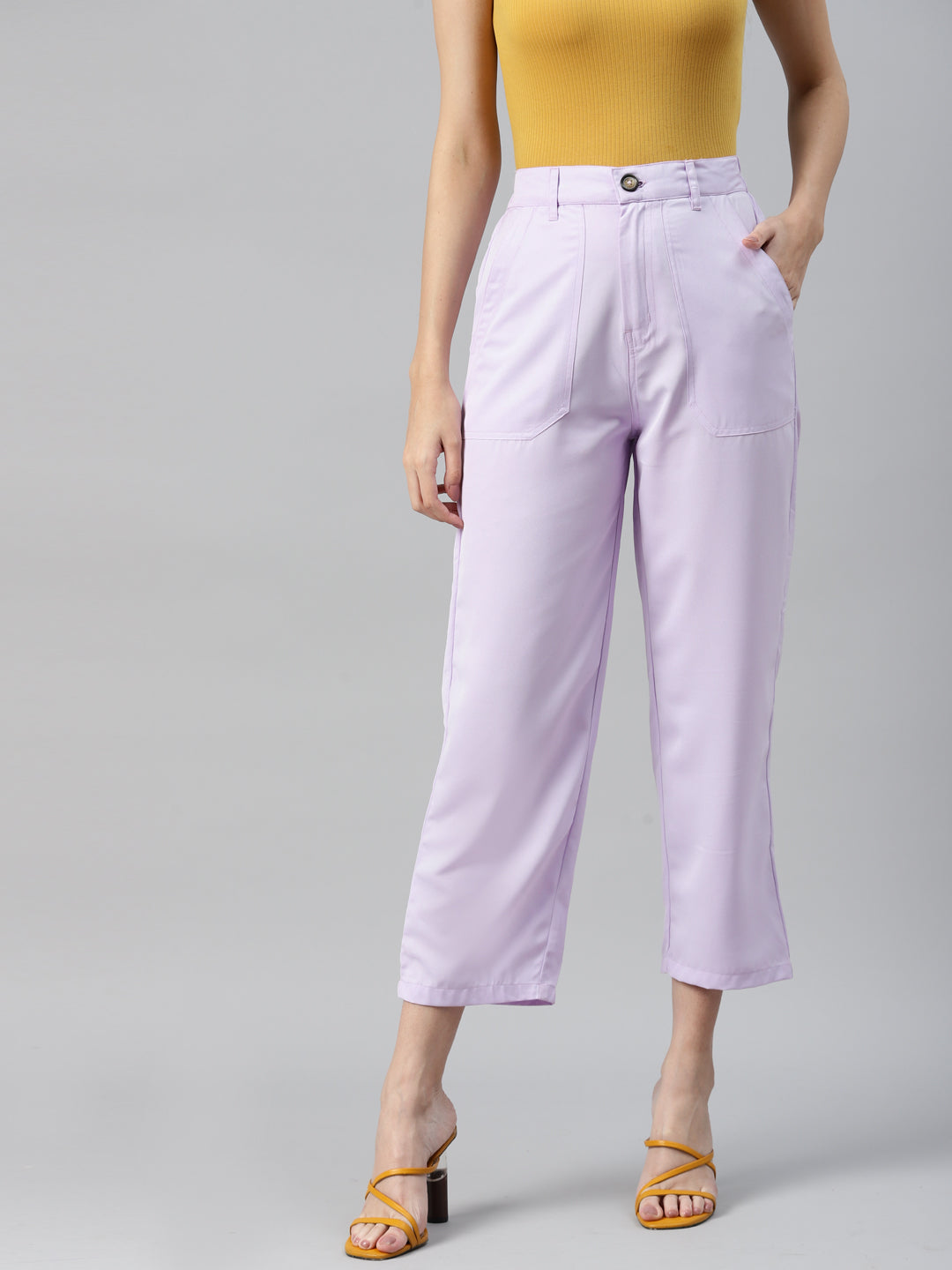 plusS Women Lavender Cropped Trousers